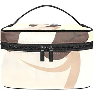 Hond Pug make-up organizer tas, reismake-up tas organizer case draagbare cosmetische tas voor vrouwen en meisjes toiletartikelen, Meerkleurig, 22.5x15x13.8cm/8.9x5.9x5.4in