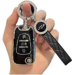 Autosleutel beschermhoes TPU Auto Vouwsleutel Case Cover Fob Sleutelhanger Voor Hyundai I20 I30 Voor Elantra Voor Azera Voor Veracruz Voor Veloster Voor Rio K7 K5 Sleutel Shell(Black Set B)