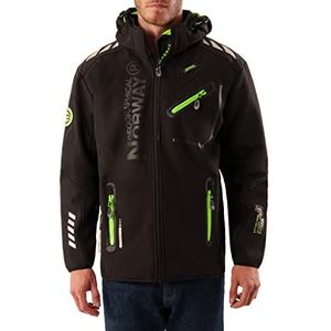 Geographical Norway Royaute Men Softshelljas met kap voor heren, waterdicht, winddicht, tactisch, winterproof, geschikt voor outdooractiviteiten - zwart - XL
