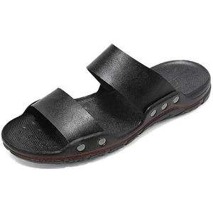 Coole, casual platte schoenen for heren, ademende strandschoenen, buitensporten, halfslip, lichtgewicht halve herenschoenen (Color : Black, Size : 41)