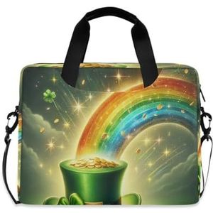 GAIREG St. Patrick's Day Munten Hoed Laptop Schoudertas 15.6 Inch Laptop Tablet Slanke Messenger Bag Business Casual School, St. Patrick's Day Munten Hoed, One Size