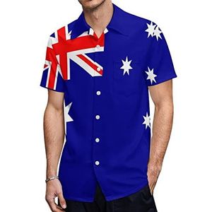 Australië vlag heren Hawaiiaanse shirts korte mouw casual shirt button down vakantie strand shirts 2XS