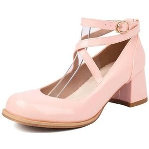 Roze Retro Cross-Tie Pumps Casual Mode Zomer Marry Janes Ronde Cap Schoenen Dames Lolita Leuke Mode Latin Dance Schoenen Vrouw Schoenen, roze, 37 EU