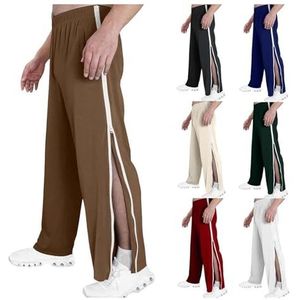 Revalidatiebroeken For Heren En Dames Met Zakken M-3XL, Joggingbroeken For Heren, Wijde Joggingbroeken, Trainingsbroeken Met Zijopening, Sportbroeken, Elastische Tailleband, Strepen(Light brown,3XL)