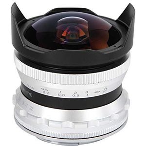 7.5 MM F2.8 Fisheye Mirrorless Camera Lens voor Canon Optimaliseren Imaging Messing Mount EF-M EOSM Mounts Mirrorless Camera 'S M2 M3 M5 M6 M10 M100 M50(Zilver)