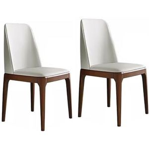 JAVYPPT Halverwege de eeuw eetkamerstoelen set van 2, moderne lederen keukenstoelen, vrije tijd gewatteerde eetkamerstoelen, voor eetkamer, slaapkamer, keuken, restaurant (beige)