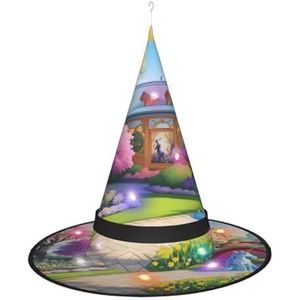 Eenhoorn sprookje uniek lichtgevend ontwerp om je Halloween heksenhoed te verlichten, led-lichtdecoratie maakt je de focus van de feestpuntige hoed 1 stuks