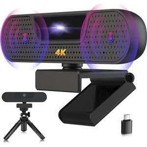 VIZOLINK W8GS 4K webcam, UHD webcam met microfoon, autofocus, privacybescherming, plug & play, 85°gezichtsveld, belichtingscorrectie, statief, PC Mac desktop laptop webcam voor Skype Zoom streaming