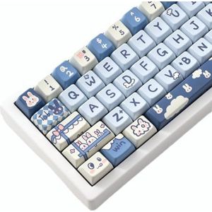 JOLINTAL PBT 74 toetsen MDA-profiel, schattige anime-toetsdoppen, kleursublimatie toetsdoppen, aangepaste toetsdoppen, geschikt voor 61/64/68, Cherry Mx-schakelaars, ISO ANSI-lay-out, mechanische