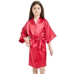 OZLCUA Satijnen gewaad jongen meisje badjas roze satijn zijden gewaden zomer nachtkleding badhanddoek gewaad bruiloft spa feest verjaardag nachtkleding badjas, CM01, 6-7T(115-130cm)