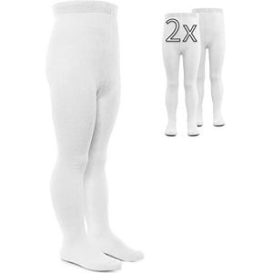 LaLoona Baby Maillot Set van 2 Stuks - Elastische Kinder Maillot met Hoge en Brede Taille - Hoog Katoengehalte - Maillot Kinderen - Wit (50/56)