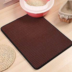 Kattenbakvulling Mat Pad Dubbellaags Folden Waterdicht Kattenvanger Huisdier Mat Schoon Pad antislip Producten Voor Katten Accessoires-Bruin, 55x75cm, China