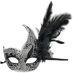 SAVOMA Kerstmis Halloween veren masker carnaval spook masker (kleur: 11 zilver zwart)