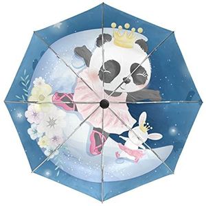 Schattige baby panda konijntje dier paraplu automatisch opvouwbaar auto open sluiten paraplu's winddicht UV-bescherming voor mannen vrouwen kinderen