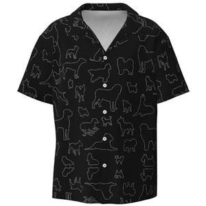 YJxoZH Hond Show Zwarte Print Heren Jurk Shirts Casual Button Down Korte Mouw Zomer Strand Shirt Vakantie Shirts, Zwart, 4XL