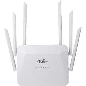 NKBSDKM Router zonder 4G 300 Mbps met 6 externe antennes, LTE CPE CAT4, wifi-router met simkaartsleuf, 4G-vrije routerhotspot, eenvoudig te bedienen en zorgvuldige afwerking, stekker