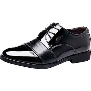 Zyerern Heren Lift Schoenen UK Stijl Effen Kleur Business Casual Zachte Zool Loafers Formele Lederen Bruiloft Schoenen, JH23, Zwart01, 37.5 EU Breed