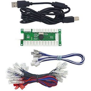 SJ@JX Arcade Game USB Encoder Code Board LED Power Light Zero Delay Game Controller DIY Kit 10x LED Button Cable 1x Joystick Cable for Retro Pie PC MAME Raspberry Pi