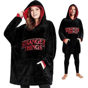 Stranger Things Oversized hoodiedeken voor heren, dames en tieners, jongens, zwart/rood, Eén maat