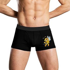 Cartoon Angry Bee Mascotte Zacht Heren Ondergoed Comfortabele Ademend Fit Boxer Slip Shorts XL