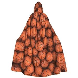 OPSREY Basketbal Oranje Gedrukt Volwassen Hooded Poncho Mantel Gewaad Party Decoratie Poncho