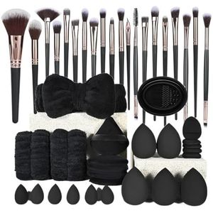 COMBO Plastic Make-upborstelset Kunstenaarschap Borstels, Kabuki Poeder Borstel Oogschaduw Stippling Borstel Premium Synthetische Make-up Borstel Set Voor Contouring Concealer Foundation Poeder