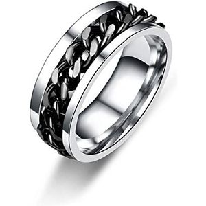 Zwarte Ketting Ring voor Mannen Punk Titanium Staal Metalen Vinger Sieraden Mannelijke Alliantie Roterende Ketting Ring