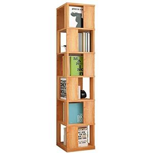 Boekenkasten Composietplaat Boekenplank 6-laags gemonteerde boekenkast Grote capaciteit Boekenkast Verticaal 360° draaibare boekenplank Ruimtebesparend