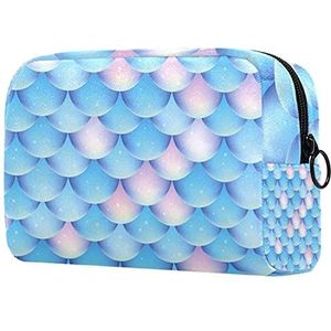 Cosmetische tassen voor vrouwen, roze-blauw patroon zeemeerminschaal reizen cosmetische tassen, multifunctionele draagbare make-uptassen, reizen cosmetische tas organizer voor vrouwen, Multi kleuren