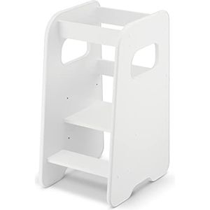 defiPad KH_80_50_W Educatieve toren voor kinderen stijlvolle kantelbeveiliging leertoren in hoogte verstelbaar hoogste veiligheid leertoren vanaf 1 jaar kleine helper Wit 80 x 50 x 40 CM