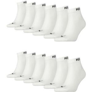 PUMA Unisex Quarter sokken sneaker enkellhoog voor dames heren 12 paar, wit (300), 35/38 EU