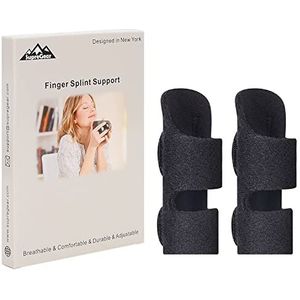 supregear Vingerspalk, Set van 2 Verstelbare Herbruikbare Trigger Vingerspalk Vingerbrace met Verwijderbare Aluminium Staaf voor Wijsvinger/Midden/Ring/Pinkvinger, Zwart