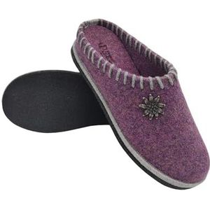Primo Calzature De originele Tirolesi damespantoffels van echte gekookte wol, winterpantoffels, 100% Made in Italy, milieuvriendelijk handwerk, Lavendel, 36 EU
