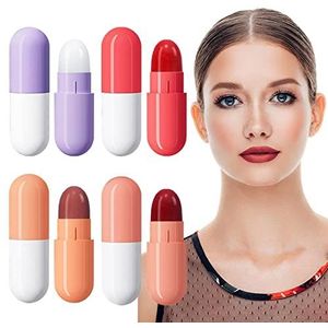 Lippenstift Set | 4 stuks waterdichte langdurige matte lippenstift - Pillen Lipstick Langdurige Nude Red 24 uur verblijf op Matte Lipstick Bulk en Lip Liner Set Yuab