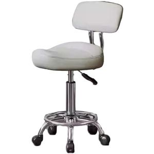 Zadelkrukstoel Met Rugleuning, Zware Metalen Basis Met Voetsteun, 360° Draaibaar Ergonomische Stoel Salonzadelzitting For Schoonheidssalon Massage Tandartskliniek Thuiskantoor Gebruik(Color 3)