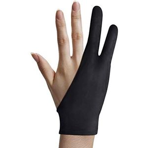 Woorea Anti-touch-handschoen voor twee-vingerkunstenaars, voor tablettekening, rechtshandig, anti-vuil voor iPad, scherm