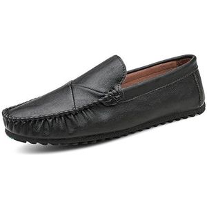 Heren loafers schoen schort teen veganistisch leer effen kleur mocassins schoenen platte hak flexibele comfortabele prom bruiloft slip-on (Color : Black, Size : 41 EU)