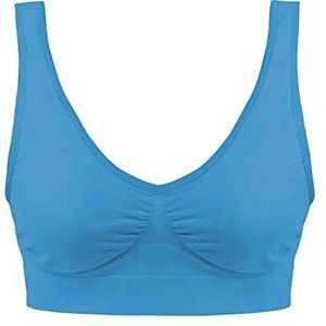Boolavard ® Comfortabele beha, vrije tijd en sport, sporttop, naadloos, vormbustier, top zonder beugel, Ahh Bra feel-good beha, microvezel, turquoise, L