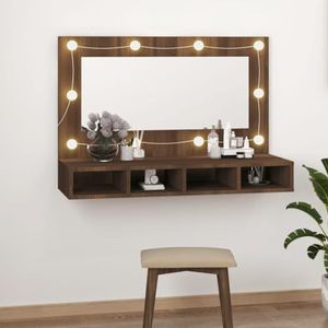 CBLDF Meubelsets-Spiegelkast met LED Bruin Eiken 90x31,5x62 cm