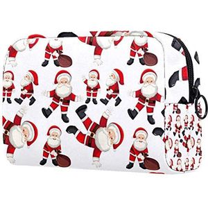 Dames make-up tas Meisje cosmetische tassen Toilettas Organizer etui met rits Kerstman Rode kerst patroon