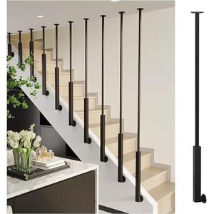 AVLLSO Trapbaluster trapleuningkolom voor platform/helling, aanpasbare trapspindels om vallen te voorkomen (zwart 1 stuk, H 25 cm)