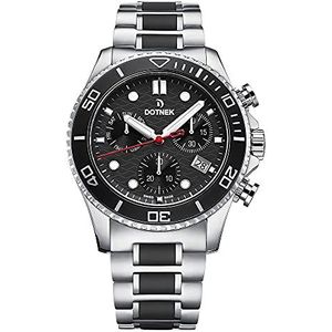 DOTNEK Drift-Master Zwitsers chronograaf horloge voor heren, roestvrijstalen zwarte wijzerplaat luxe horloge met roestvrijstalen armband