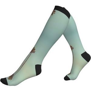 Palmboom Compressie Sokken Voor Vrouw & Man Unisex 20-30mmhg Knie Hoge Kalveren Voor Vliegende Running Sport, Zwart, Eén Maat