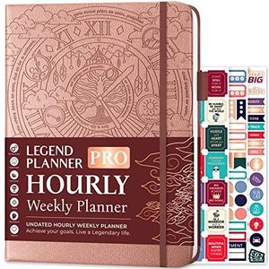 Legend Planner PRO uurschema - wekelijkse en dagelijkse organisator met tijdslots. Afsprakenboek dagboek voor werk en persoonlijk, A4 (roségoud)