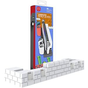 Hesupy Switch Controller oplaadstation voor Nintendo Switch & OLED Joycons, 4 controller oplader standaard, 8 gamekaart-opslag, wit