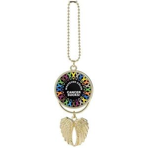 Zuigt Kanker Vechten Kanker Linten Auto Achteruitkijkspiegel Opknoping Ornament Angel Wing Hanger Lucky Charm Voor Auto Interieur Gouden Stijl