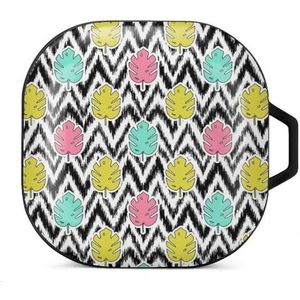 Monstera Palm Leaves Oordopjes Hoesje Compatibel met Samsung Hard Shell Beschermhoes Zwart-Stijl