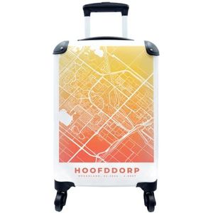 MuchoWow® Koffer - Stadskaart - Hoofddorp - Nederland - Geel - Past binnen 55x40x20 cm en 55x35x25 cm - Handbagage - Trolley - Fotokoffer - Cabin Size - Print