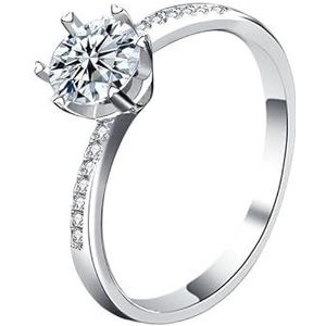 925 zilveren sneeuwvlokring vrouwelijk eenvoudig premium gevoel Moissanite simulatie diamanten ring trouwring sieraden (Color : White Golden, Size : 8)