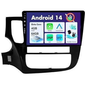 SXAUTO Autoradio Android 12, geschikt voor Mitsubishi Outlander (2012-2018), ingebouwde Carplay/Android Auto/DSP, camera MIC gratis, 4G + 64G, 10,1 inch, 2 DIN, ondersteunt DAB stuurbesturing 4G WiFi